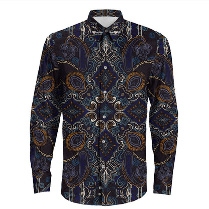 Shirt Paisley Bandana Pattern Seamless Long Sleeve Button Shirt
