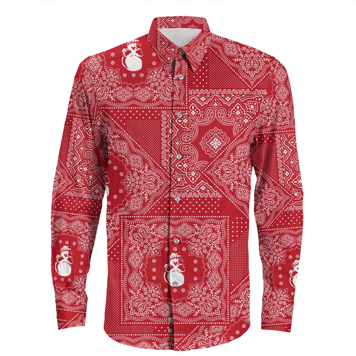 Shirt Paisley Bandana Pattern Seamless Long Sleeve Button Shirt