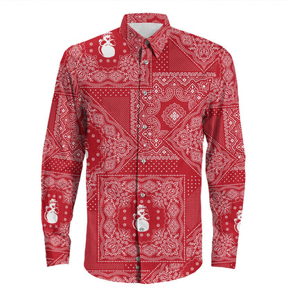 Shirt Paisley Bandana Pattern Seamless Long Sleeve Button Shirt