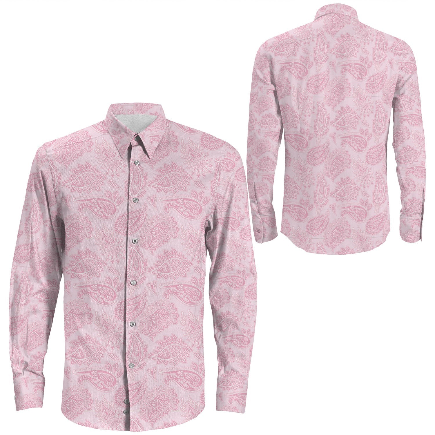 Shirt Paisley Bandana Pattern Seamless Long Sleeve Button Shirt