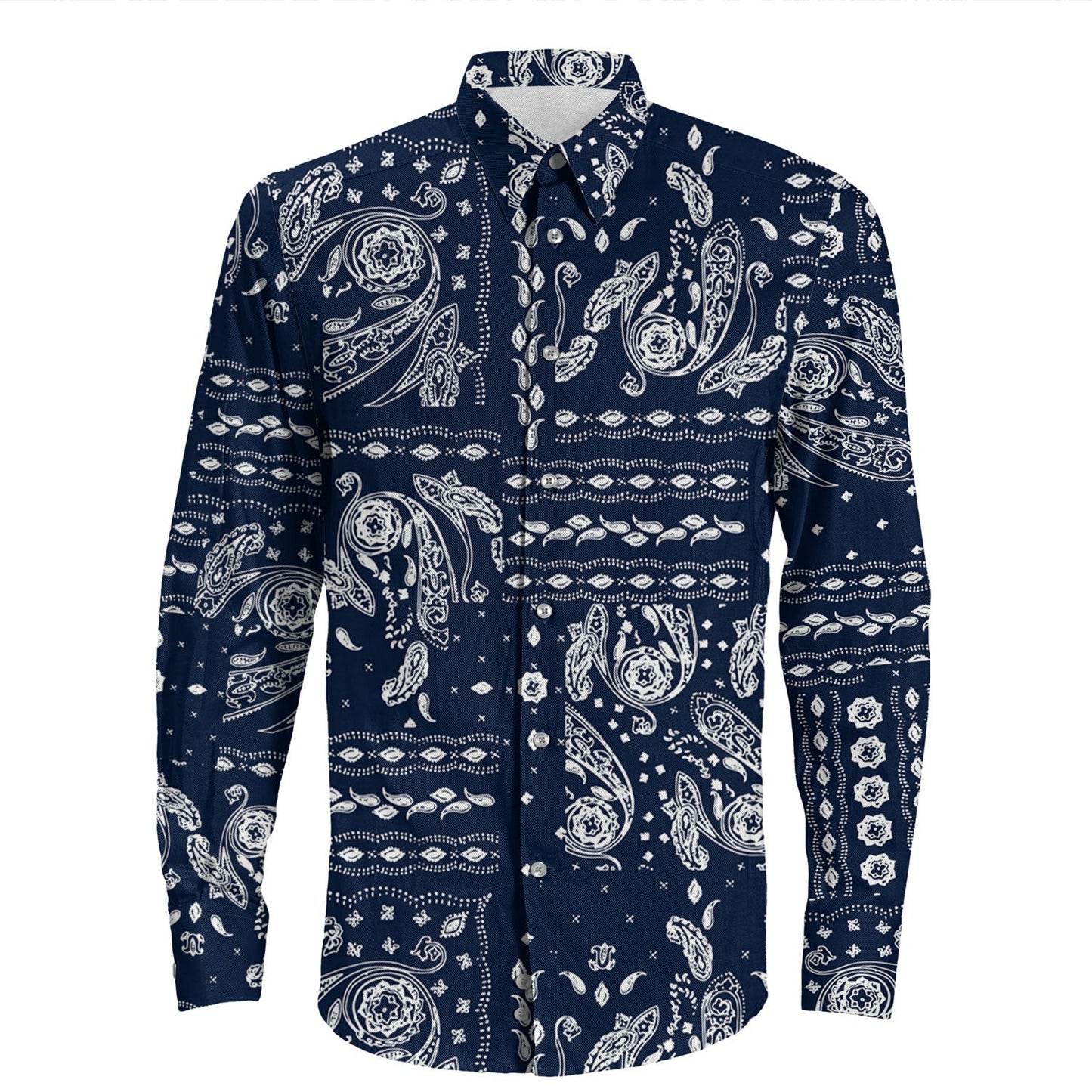 Shirt Paisley Bandana Pattern Seamless Long Sleeve Button Shirt