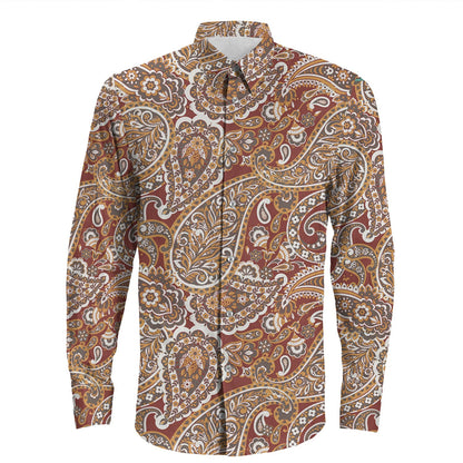 Shirt Paisley Bandana Pattern Seamless Long Sleeve Button Shirt
