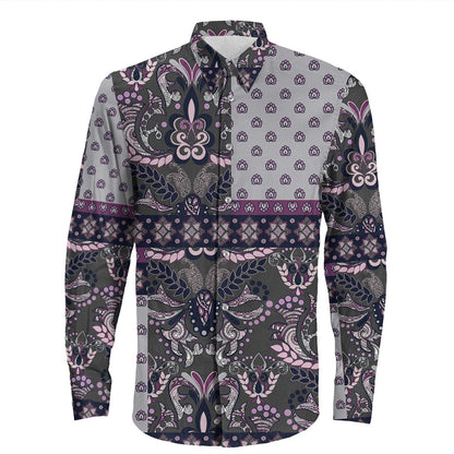 Shirt Paisley Bandana Pattern Seamless Long Sleeve Button Shirt