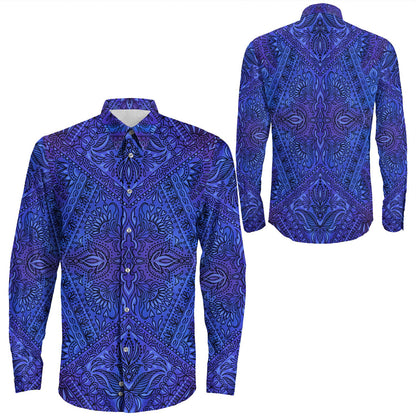 Shirt Paisley Bandana Pattern Seamless Long Sleeve Button Shirt