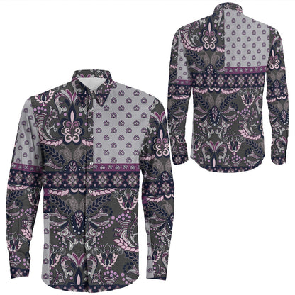 Shirt Paisley Bandana Pattern Seamless Long Sleeve Button Shirt