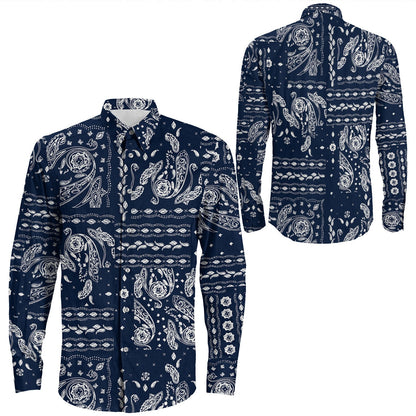 Shirt Paisley Bandana Pattern Seamless Long Sleeve Button Shirt