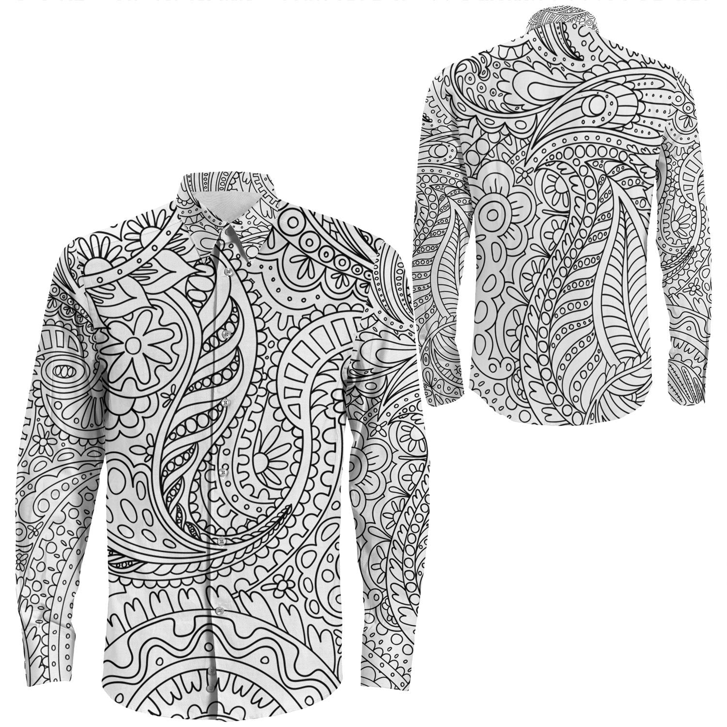 Shirt Paisley Bandana Pattern Seamless Long Sleeve Button Shirt