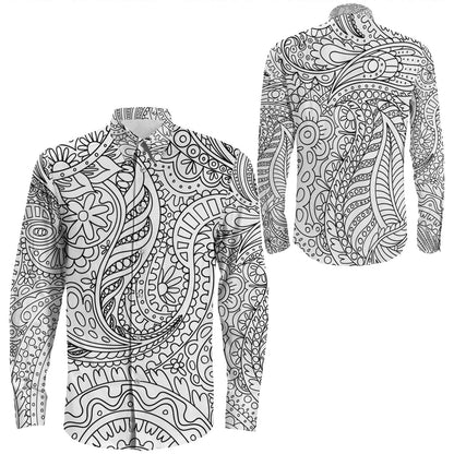 Shirt Paisley Bandana Pattern Seamless Long Sleeve Button Shirt