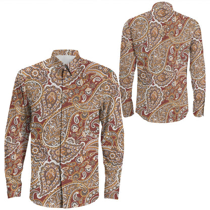 Shirt Paisley Bandana Pattern Seamless Long Sleeve Button Shirt