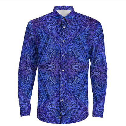 Shirt Paisley Bandana Pattern Seamless Long Sleeve Button Shirt
