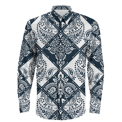 Shirt Paisley Bandana Pattern Seamless Long Sleeve Button Shirt