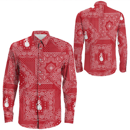 Shirt Paisley Bandana Pattern Seamless Long Sleeve Button Shirt