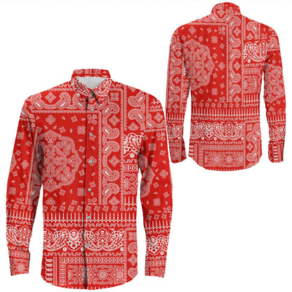 Shirt Paisley Bandana Pattern Seamless Long Sleeve Button Shirt