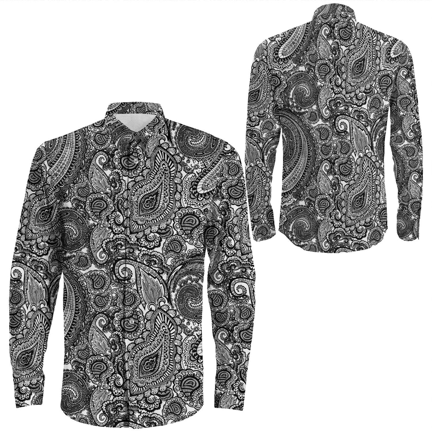 Shirt Paisley Bandana Pattern Seamless Long Sleeve Button Shirt