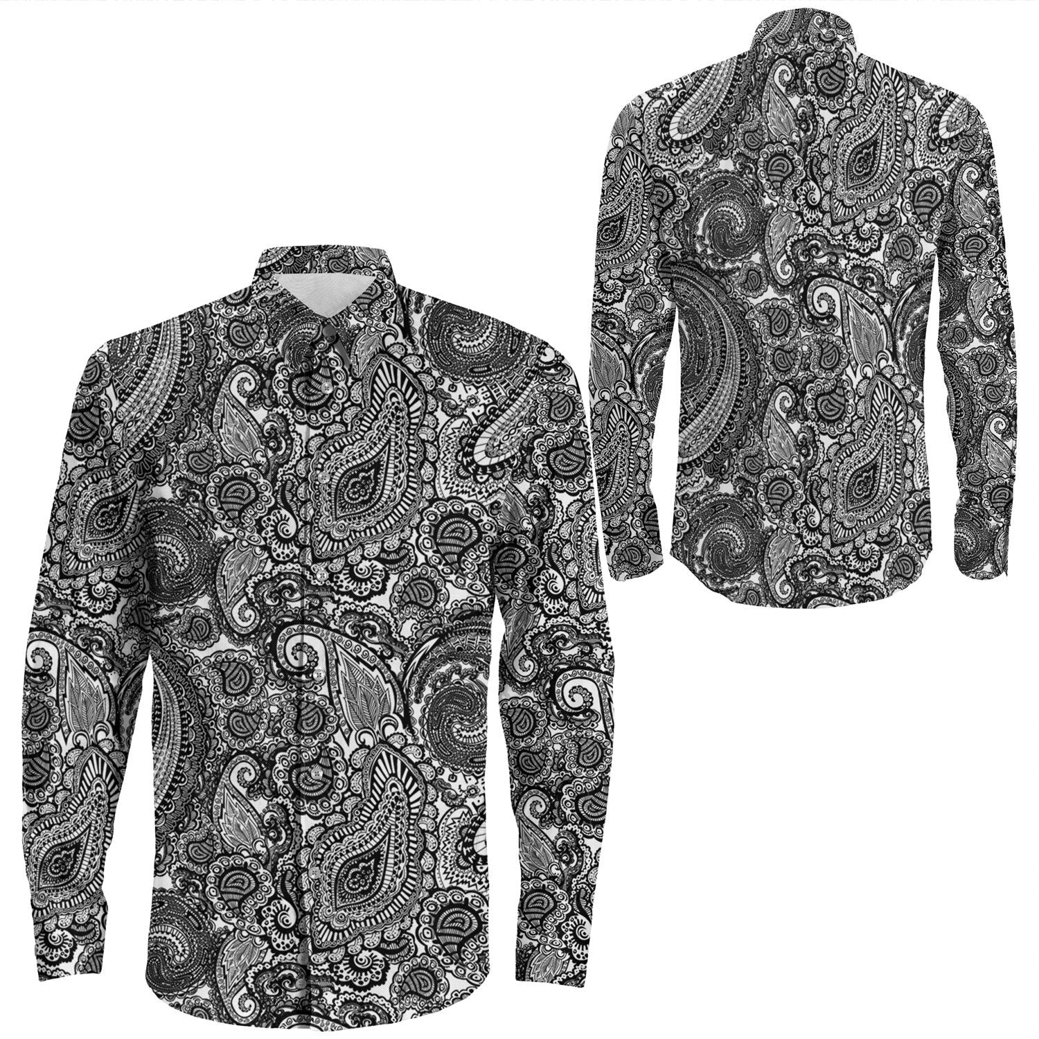 Shirt Paisley Bandana Pattern Seamless Long Sleeve Button Shirt