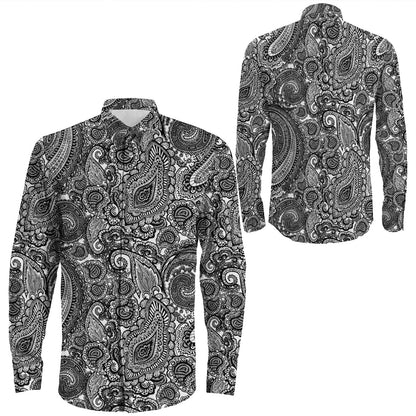 Shirt Paisley Bandana Pattern Seamless Long Sleeve Button Shirt