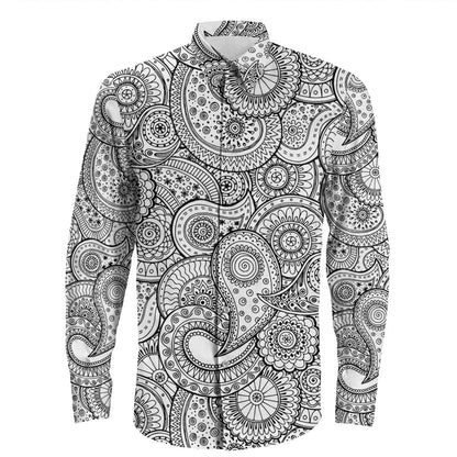 Shirt Paisley Bandana Pattern Seamless Long Sleeve Button Shirt