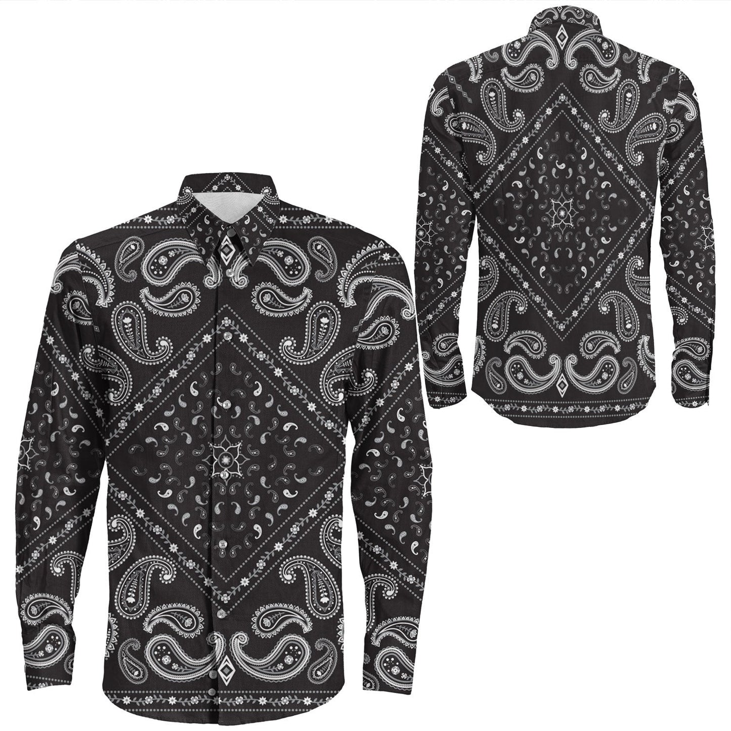 Shirt Paisley Bandana Pattern Seamless Long Sleeve Button Shirt