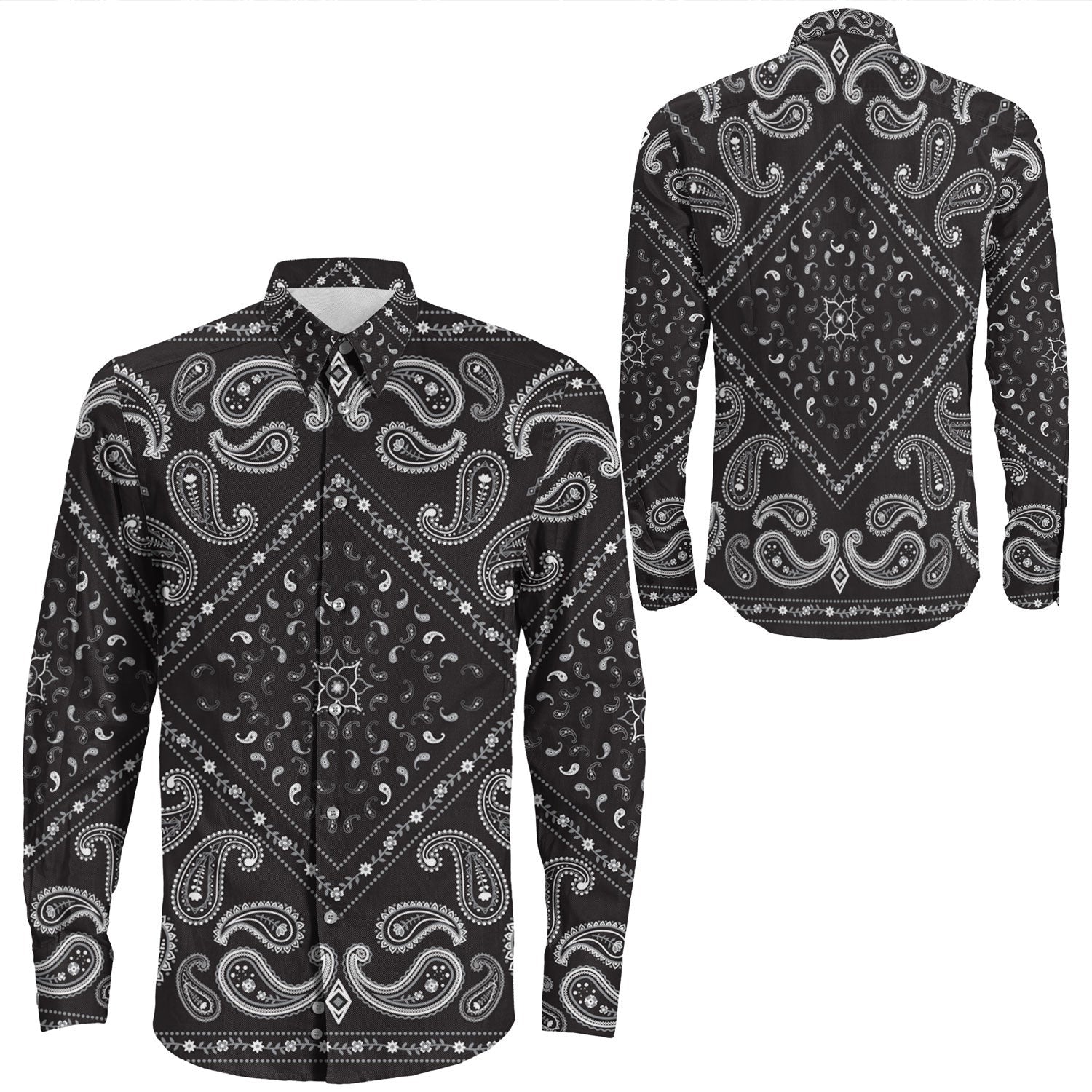 Shirt Paisley Bandana Pattern Seamless Long Sleeve Button Shirt