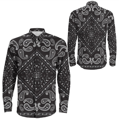 Shirt Paisley Bandana Pattern Seamless Long Sleeve Button Shirt