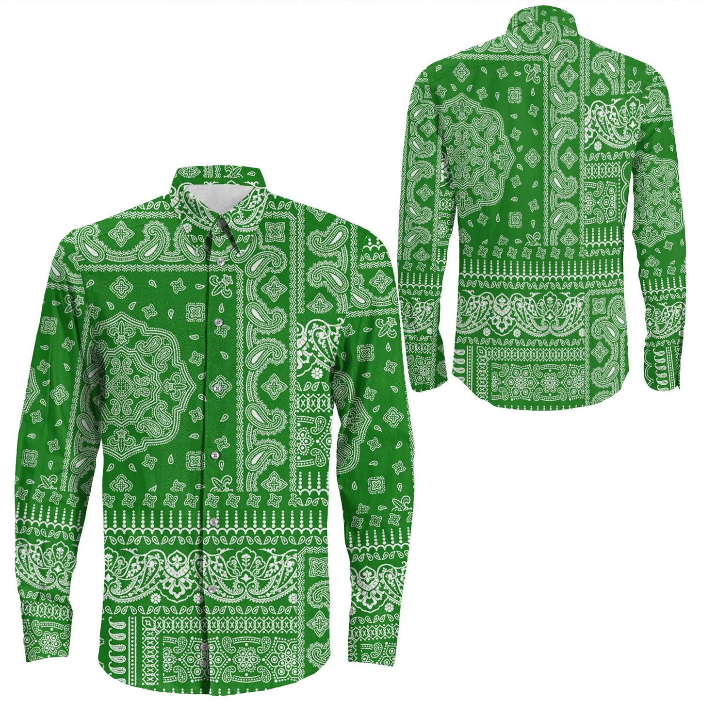 Shirt Paisley Bandana Pattern Seamless Long Sleeve Button Shirt