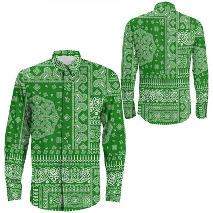 Shirt Paisley Bandana Pattern Seamless Long Sleeve Button Shirt