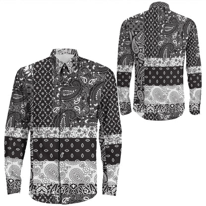 Shirt Paisley Bandana Pattern Seamless Long Sleeve Button Shirt