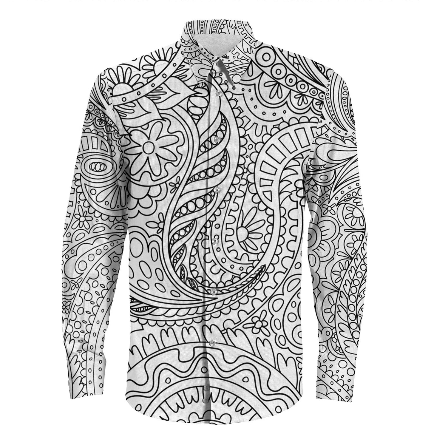 Shirt Paisley Bandana Pattern Seamless Long Sleeve Button Shirt