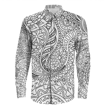 Shirt Paisley Bandana Pattern Seamless Long Sleeve Button Shirt