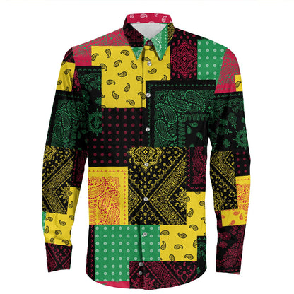 Shirt Paisley Bandana Pattern Seamless Long Sleeve Button Shirt