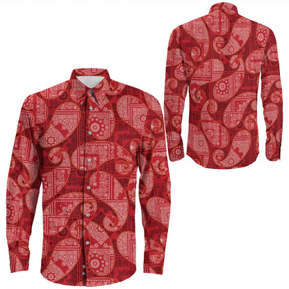 Shirt Paisley Bandana Pattern Seamless Long Sleeve Button Shirt