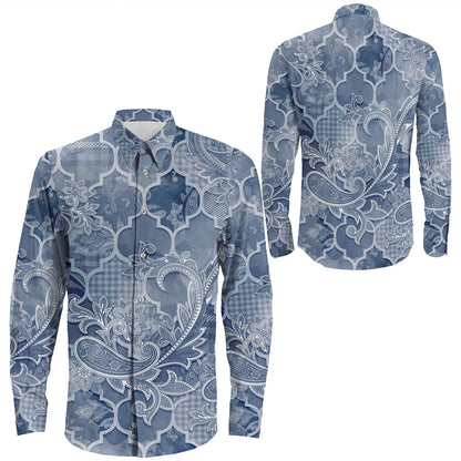 Shirt Paisley Bandana Pattern Seamless Long Sleeve Button Shirt