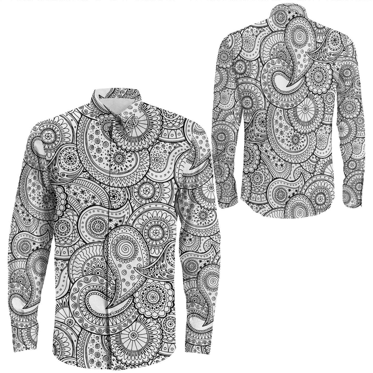 Shirt Paisley Bandana Pattern Seamless Long Sleeve Button Shirt