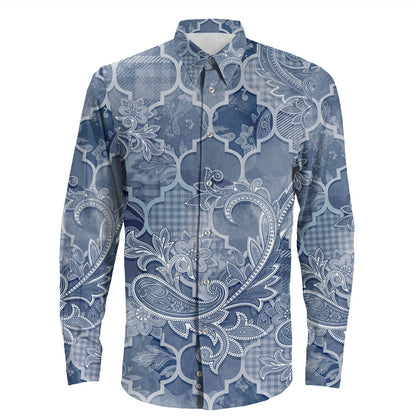 Shirt Paisley Bandana Pattern Seamless Long Sleeve Button Shirt