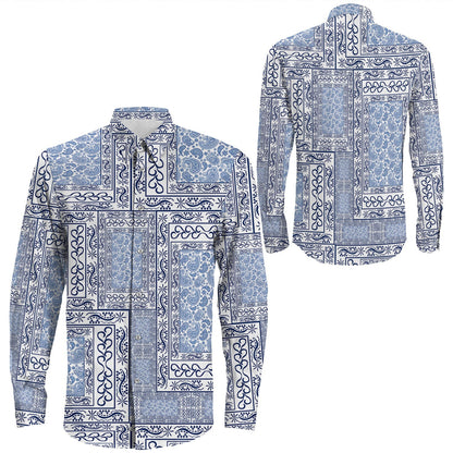 Shirt Paisley Bandana Pattern Seamless Long Sleeve Button Shirt