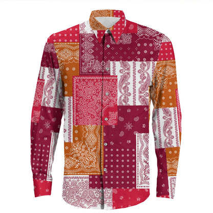 Shirt Paisley Bandana Pattern Seamless Long Sleeve Button Shirt