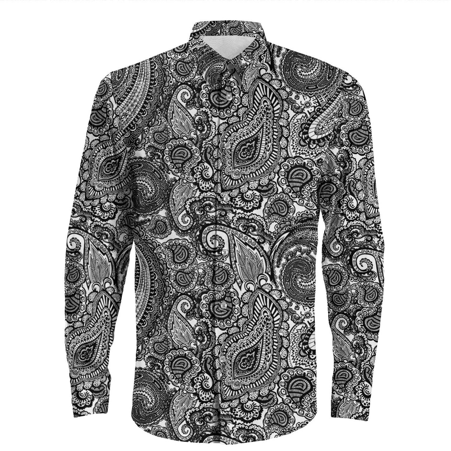 Shirt Paisley Bandana Pattern Seamless Long Sleeve Button Shirt