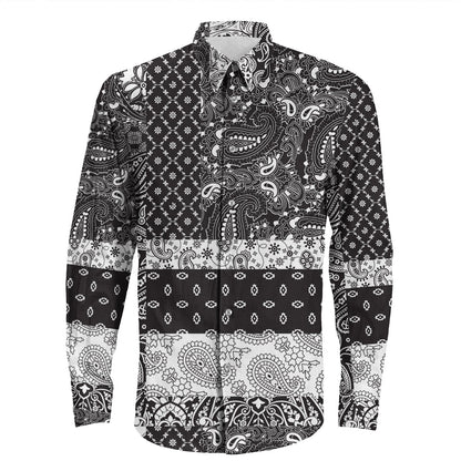 Shirt Paisley Bandana Pattern Seamless Long Sleeve Button Shirt