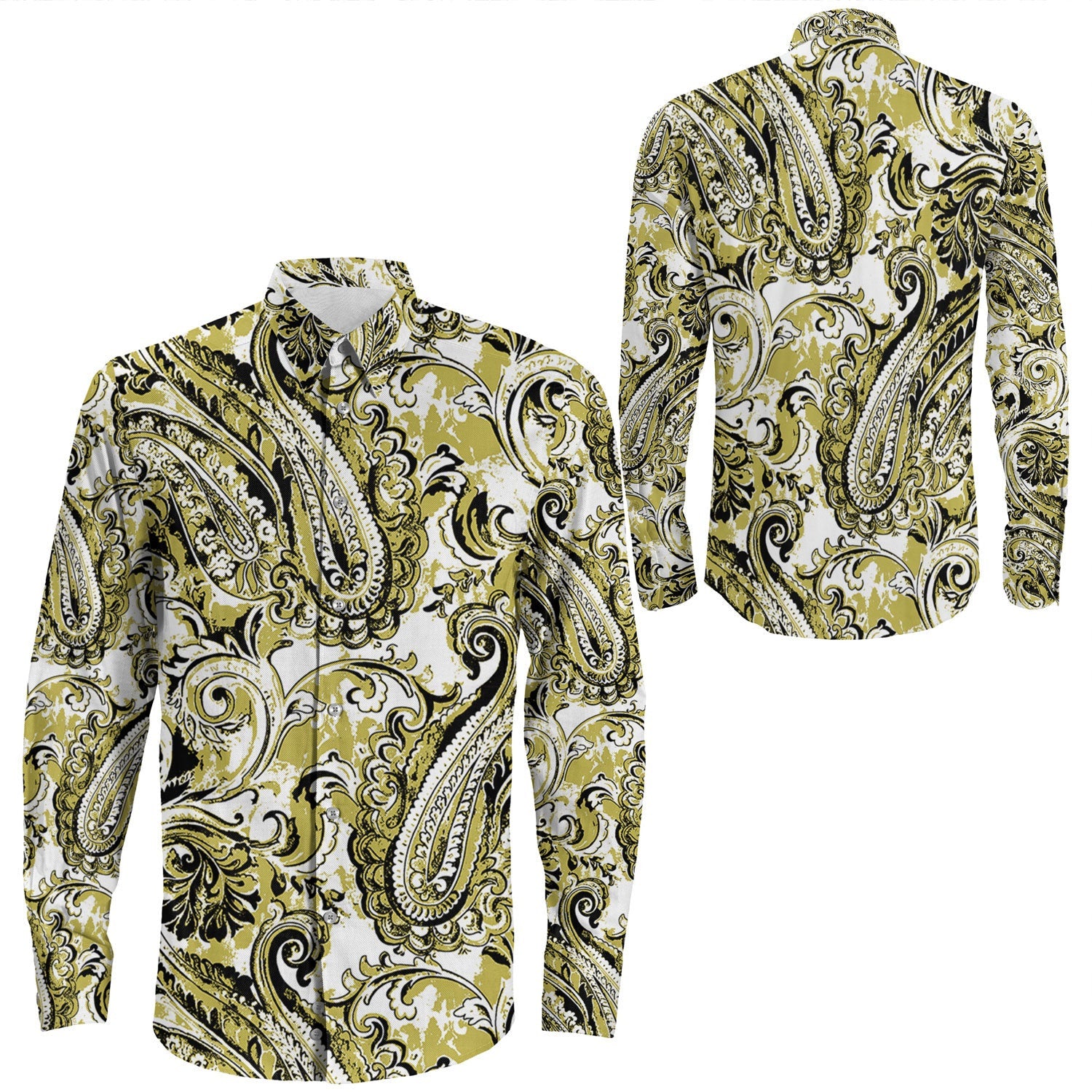 Shirt Paisley Bandana Pattern Seamless Long Sleeve Button Shirt