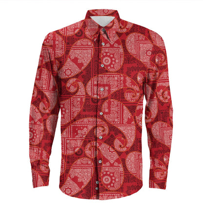 Shirt Paisley Bandana Pattern Seamless Long Sleeve Button Shirt