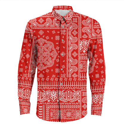 Shirt Paisley Bandana Pattern Seamless Long Sleeve Button Shirt