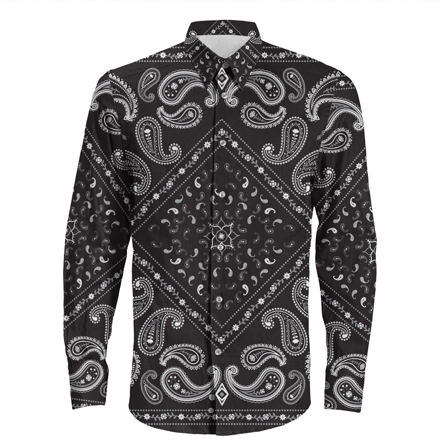 Shirt Paisley Bandana Pattern Seamless Long Sleeve Button Shirt
