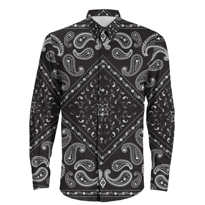 Shirt Paisley Bandana Pattern Seamless Long Sleeve Button Shirt