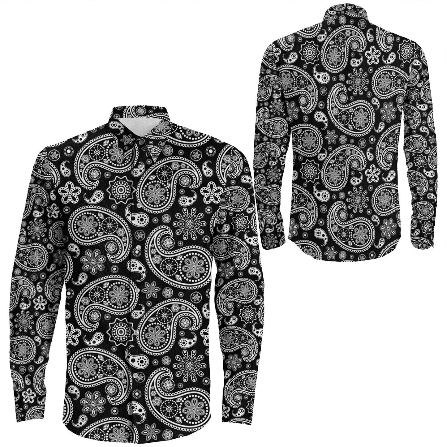 Shirt Paisley Bandana Pattern Seamless Long Sleeve Button Shirt