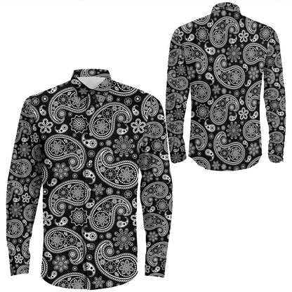 Shirt Paisley Bandana Pattern Seamless Long Sleeve Button Shirt