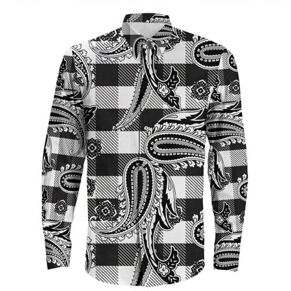 Shirt Paisley Bandana Pattern Seamless Long Sleeve Button Shirt