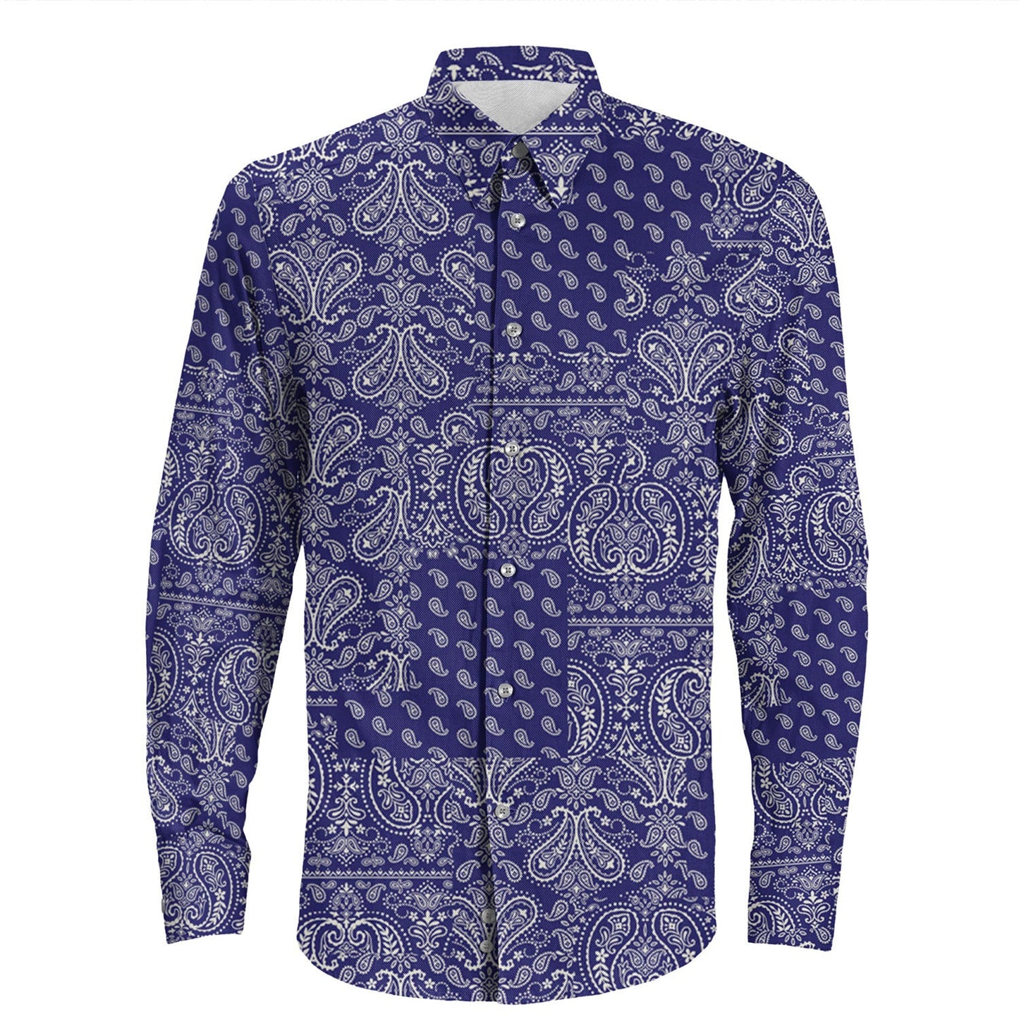 Shirt Paisley Bandana Pattern Seamless Long Sleeve Button Shirt