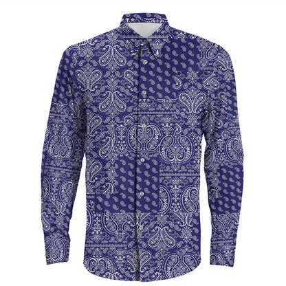 Shirt Paisley Bandana Pattern Seamless Long Sleeve Button Shirt