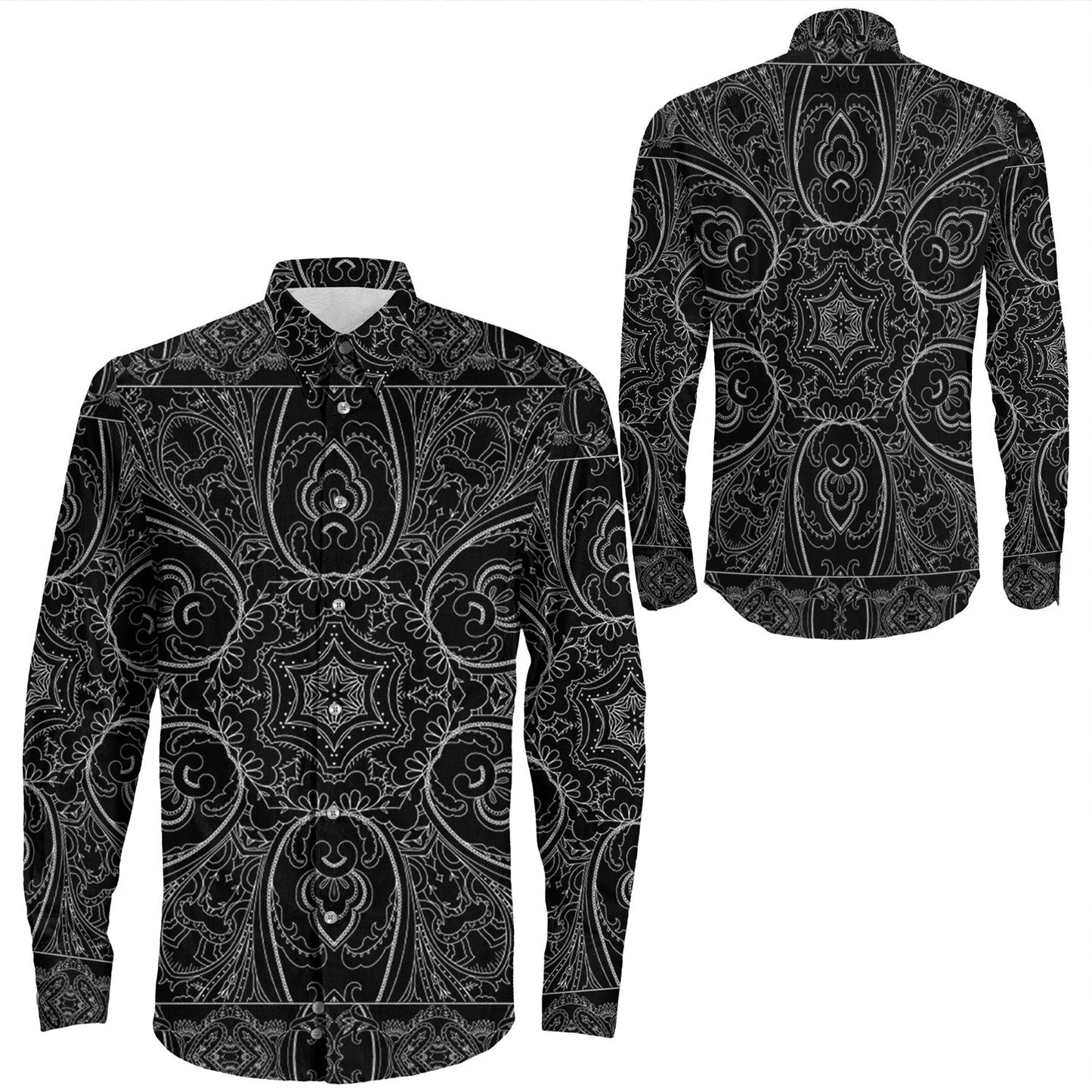 Shirt Paisley Bandana Pattern Seamless Long Sleeve Button Shirt
