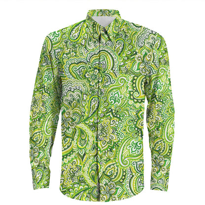 Shirt Paisley Bandana Pattern Seamless Long Sleeve Button Shirt